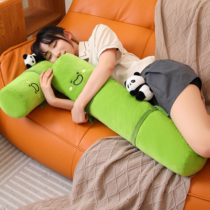 Woman Hugging a Kawaii Bamboo Plush