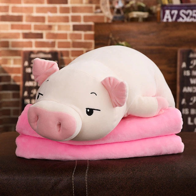 squishy piggy stuffed animal pink open eyes
