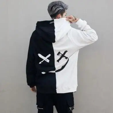 White/ Black Streetwear Hoodie