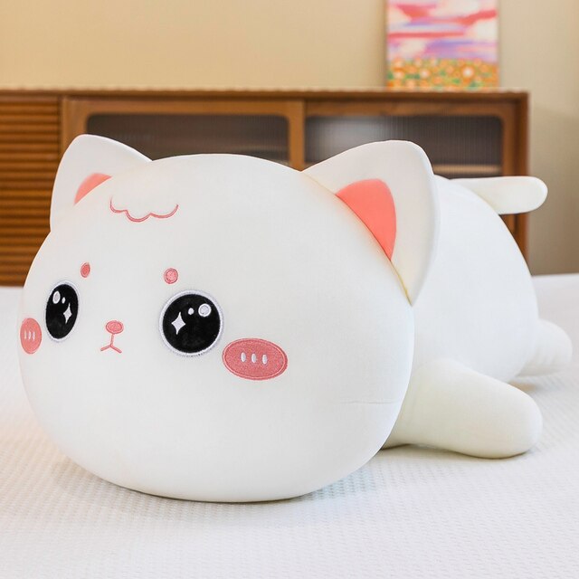 White Open Eyes Super Squishy Kawaii Cat Plush