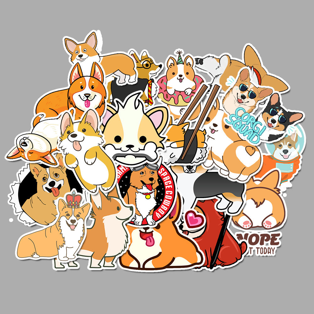 50 Pieces Per Pack Waterproof Kawaii Corgi Stickers