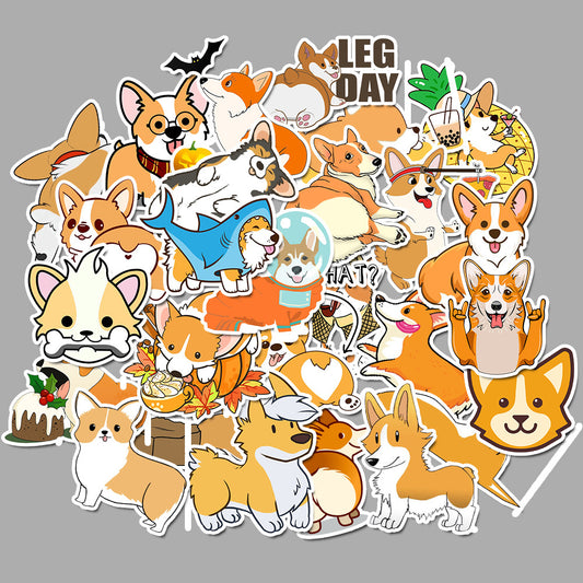 50 Pieces Per Pack Waterproof Kawaii Corgi Stickers 50 Pieces Per Pack Waterproof Kawaii Corgi Stickers