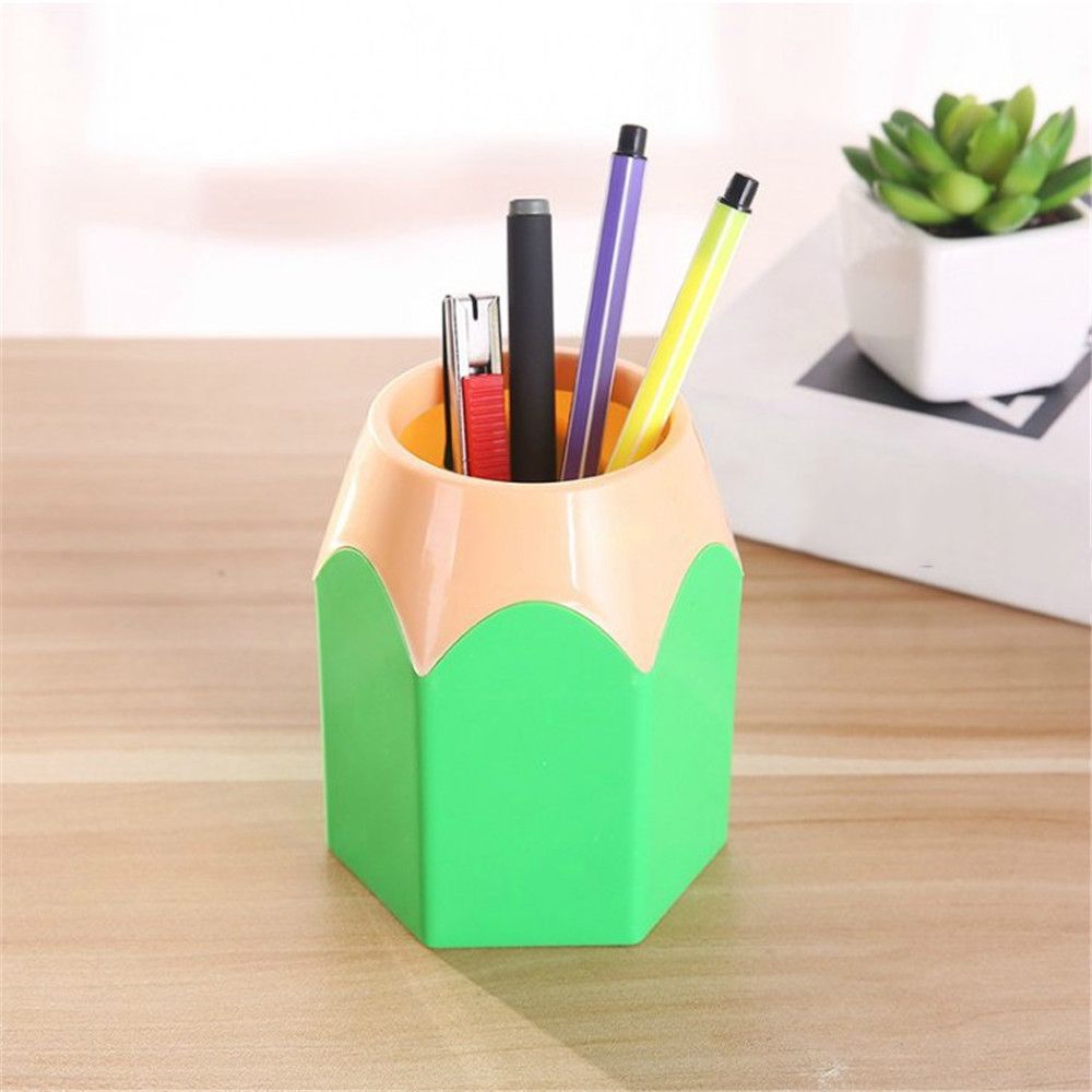 Creative Pencil Shaped Kawaii Pen Holder - Green, United States