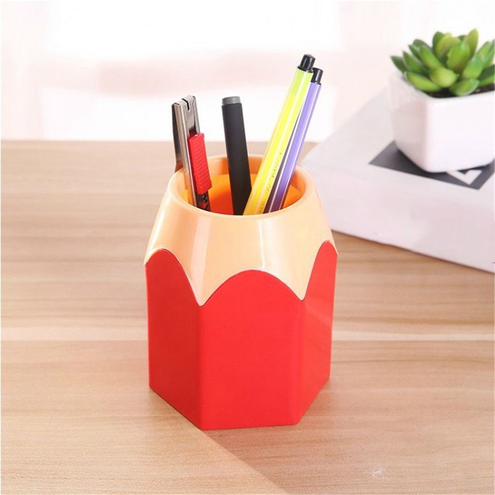 Creative Pencil Shaped Kawaii Pen Holder - Red, United Kingdom