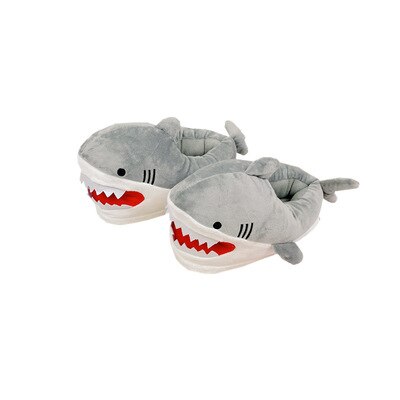 Cute Shark Slippers - WD38 Gray, 7