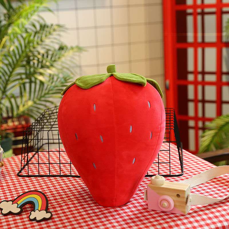 Cute Strawberry Plush Pillow - Red, 40cm