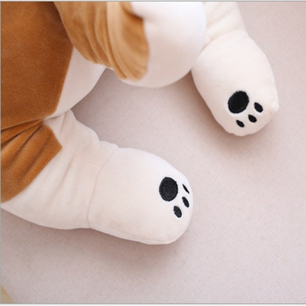 close up of giant shiba inu plush kawaii feet