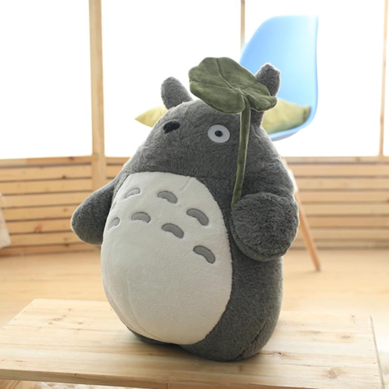 Japanese Animation Giant Totoro Plush - 30cm, Holding a Lotus Leaf