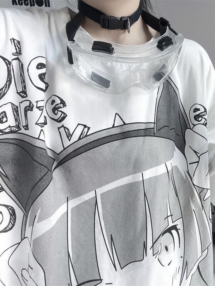 Japanese Fashion Women's Oversized Summer Top Short Sleeve
