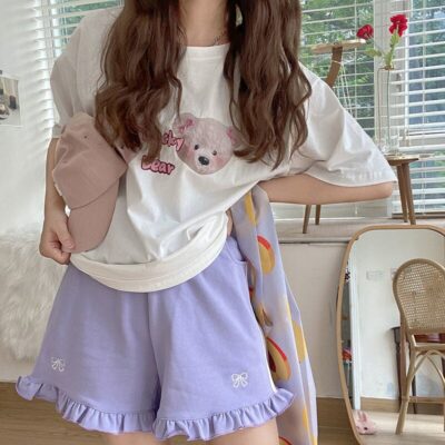 Purple Kawaii Bowknot Style Shorts