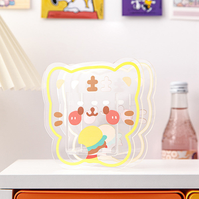 Kawaii Cartoon Transparent Pen Holder Desktop Organizer - C