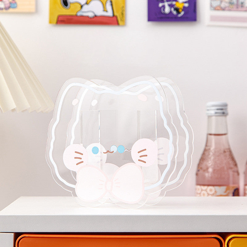 Kawaii Cartoon Transparent Pen Holder Desktop Organizer - D