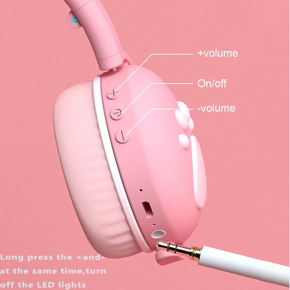 Kawaii Cat Ears & Paw Glowing Headphones