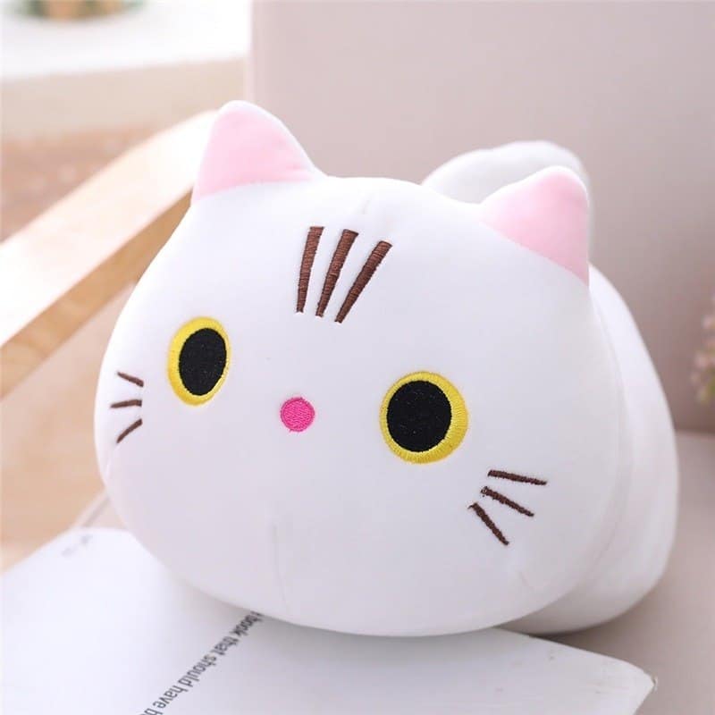 25 cm Open Eyes White Cat Plush Pillow