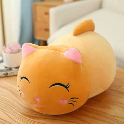 kawaii Cat Plush Pillow - 35cm, orange-smile