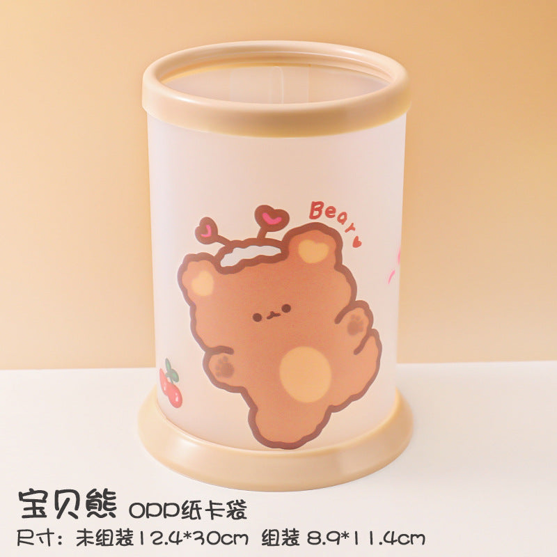 Kawaii Cute Cartoon Transparent Acrylic Pen Holder Desktop Organizer