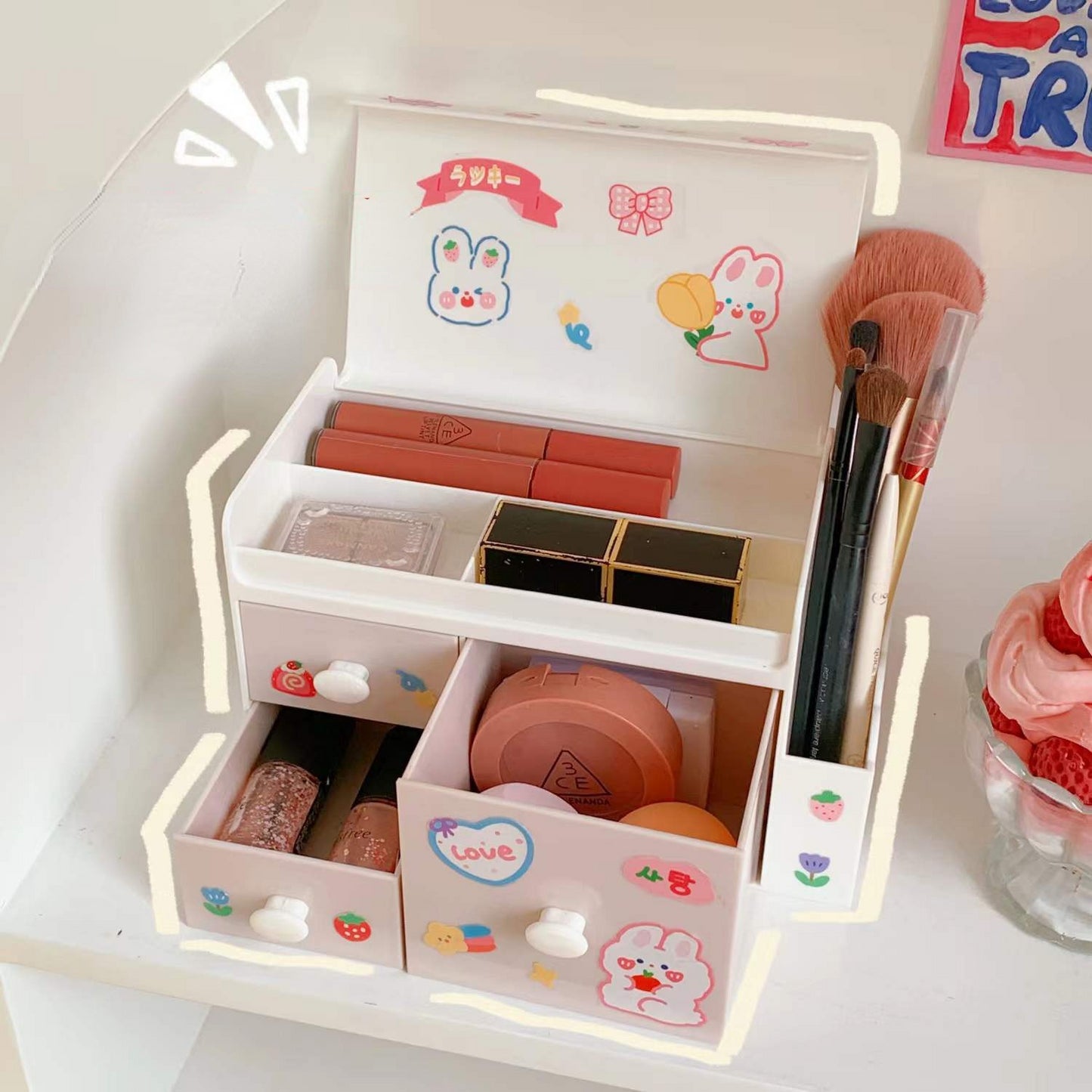 Kawaii Desktop Plastic Drawer Storage Box