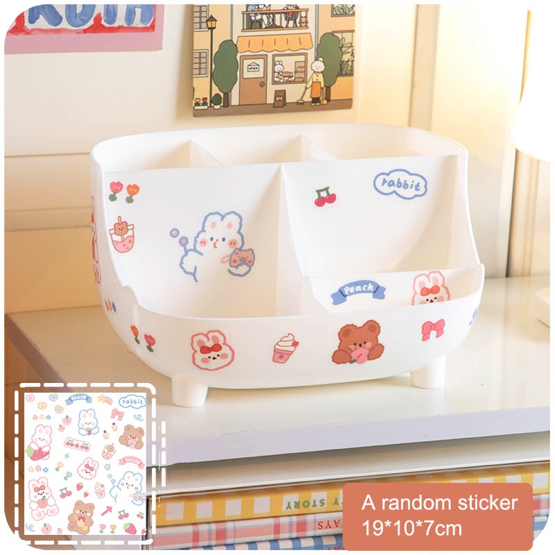 Kawaii File Tray Desk Organizer - White Pen Holder