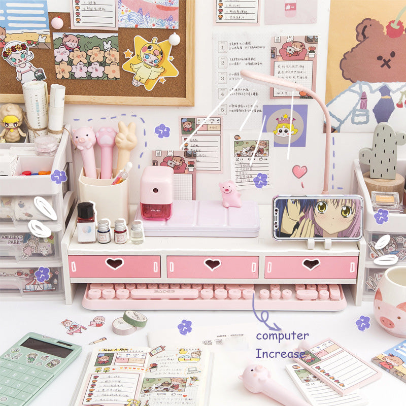 Kawaii Heart Design Desk Storage Rack Storage