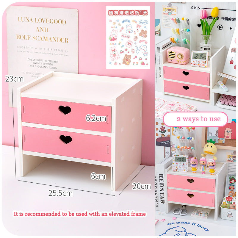 Kawaii Heart Design Desk Storage Rack Storage - Cabinet