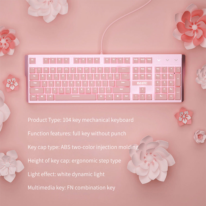 Kawaii Pink Backlit LED Keyboard