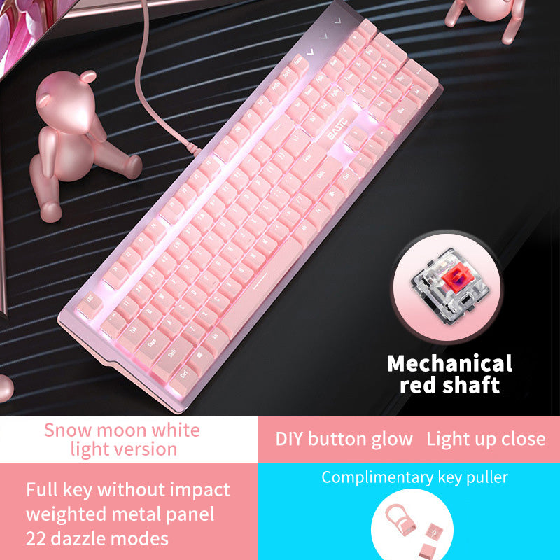 Kawaii Pink Backlit LED Keyboard - Red Switch
