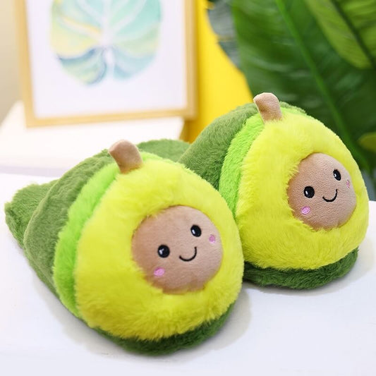 Kawaii Avocado Plush Slippers Kawaii Avocado Plush Slippers