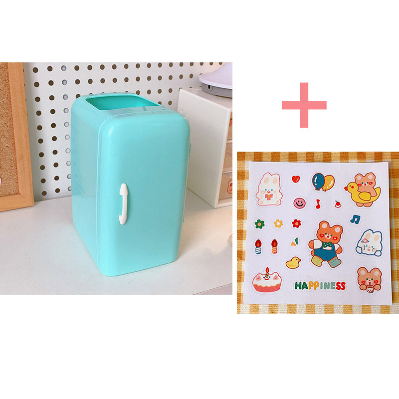 Kawaii Refrigerator Design Desktop Organizer - Green Set