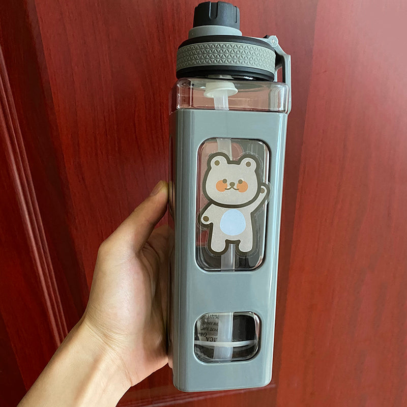 Kawaii Water Bottle - 900ml(30.4oz), Gray - Bear