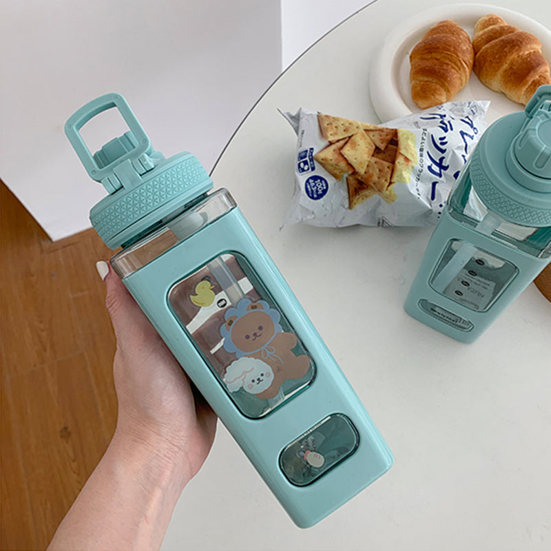 Kawaii Water Bottle - 900ml(30.4oz), Green - Bear B