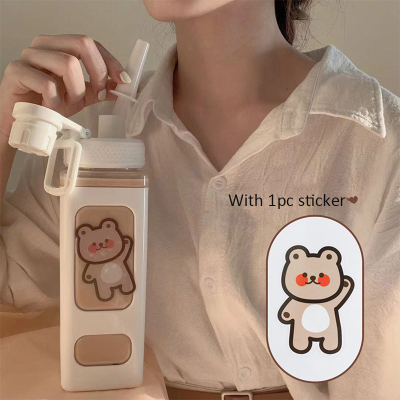 Kawaii Water Bottle - 900ml(30.4oz), White - Bear C