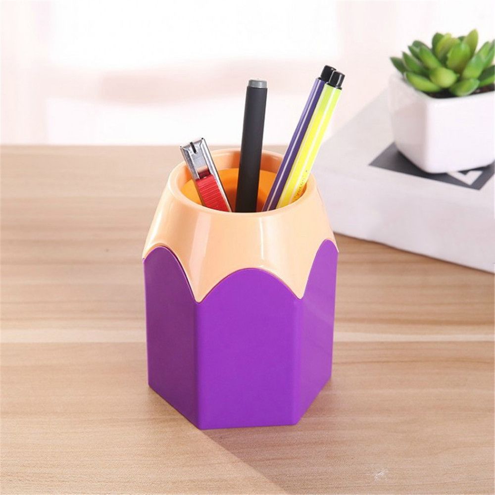 Creative Pencil Shaped Kawaii Pen Holder - Purple