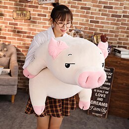 Cuddly Pig Plush - about 75cm doll, white eyes open
