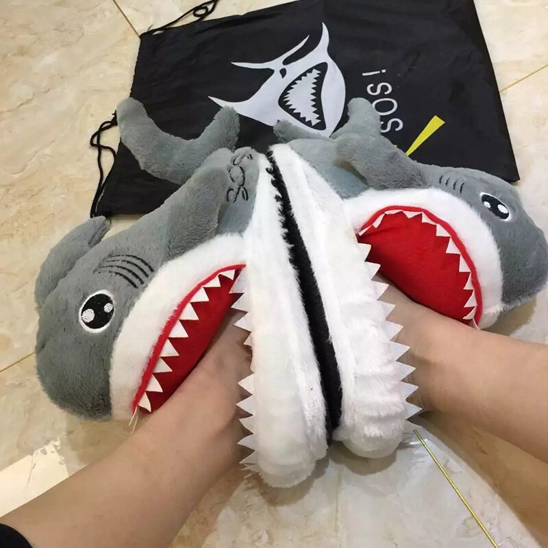 Cute Shark Slippers - WD39 Gray, 10