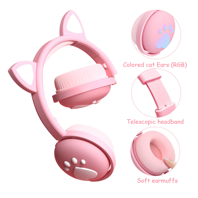 Kawaii Cat Ears &amp; Paw Glowing Headphones