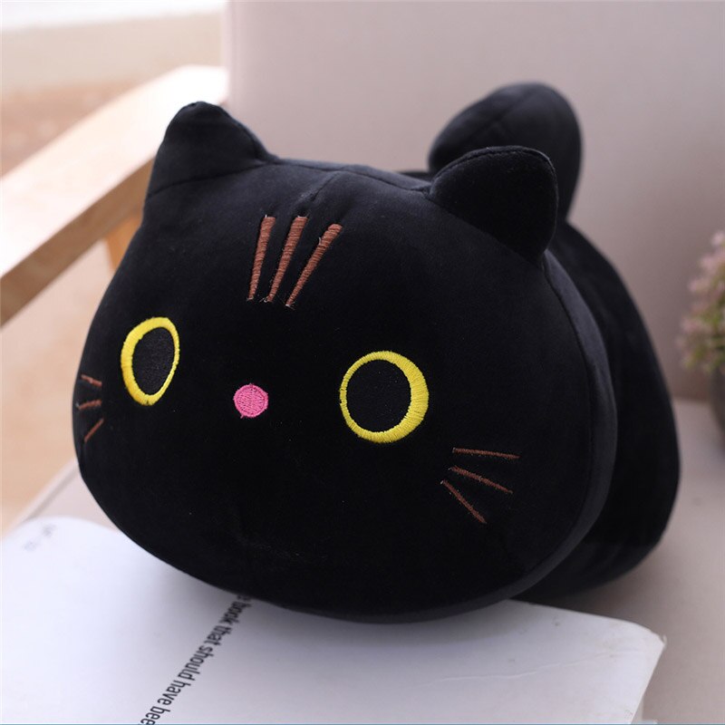 kawaii Cat Plush Pillow - 25cm, black01