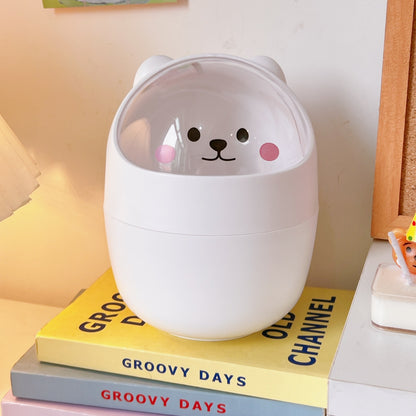 Kawaii Cute Bear Mini Desktop Trash Can Organizer - A