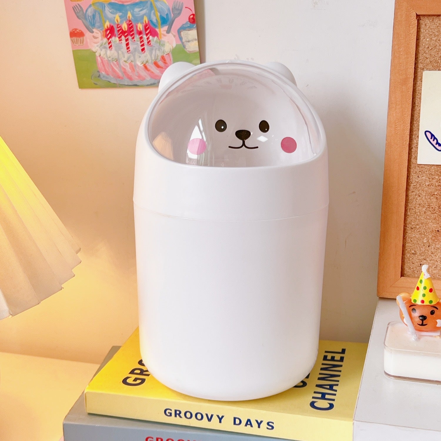 Kawaii Cute Bear Mini Desktop Trash Can Organizer - C