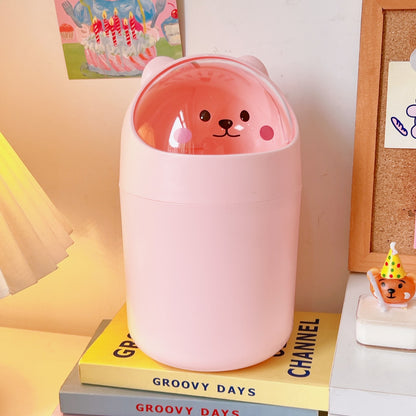 Kawaii Cute Bear Mini Desktop Trash Can Organizer - D