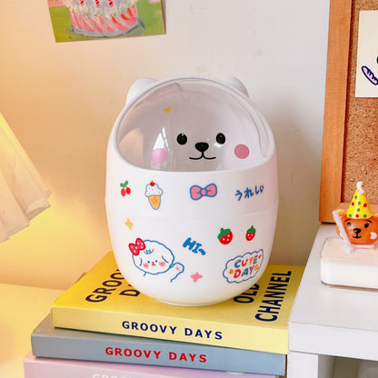 Kawaii Cute Bear Mini Desktop Trash Can Organizer - E