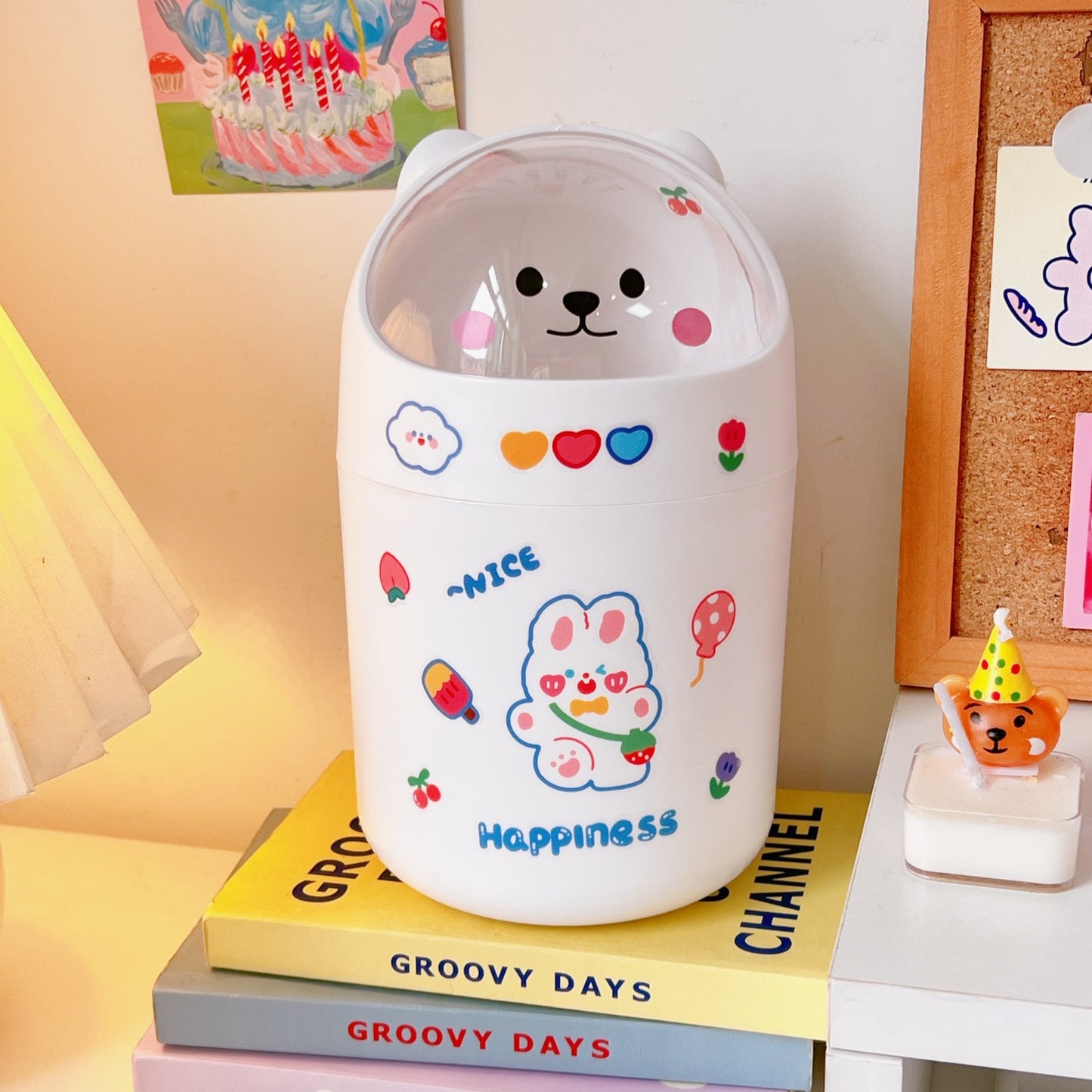 Kawaii Cute Bear Mini Desktop Trash Can Organizer - G