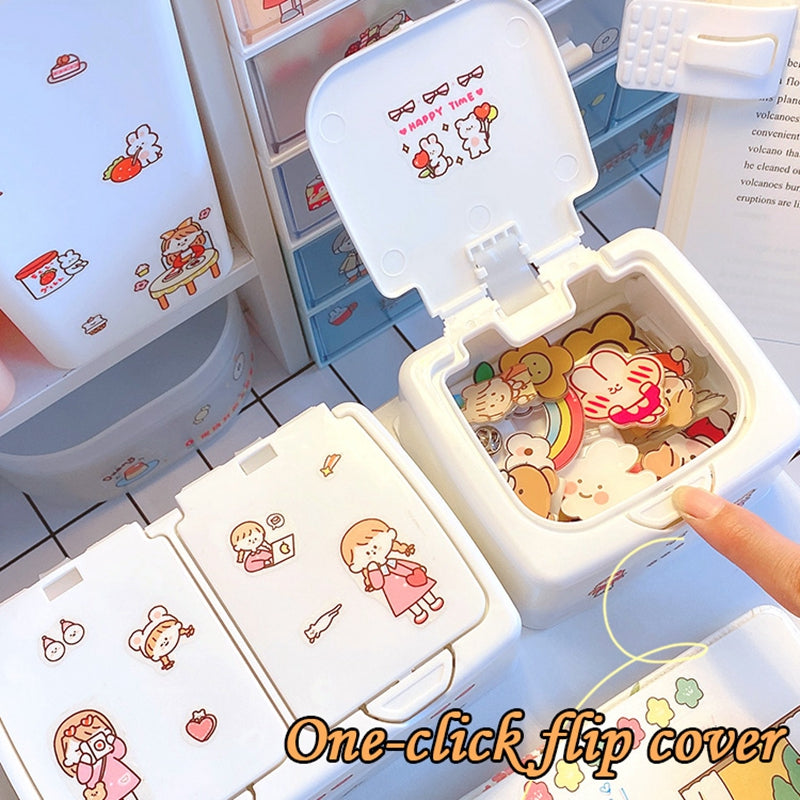 Cute Storage Organizer Kawaii Plastic Large Storage Box With Lids
