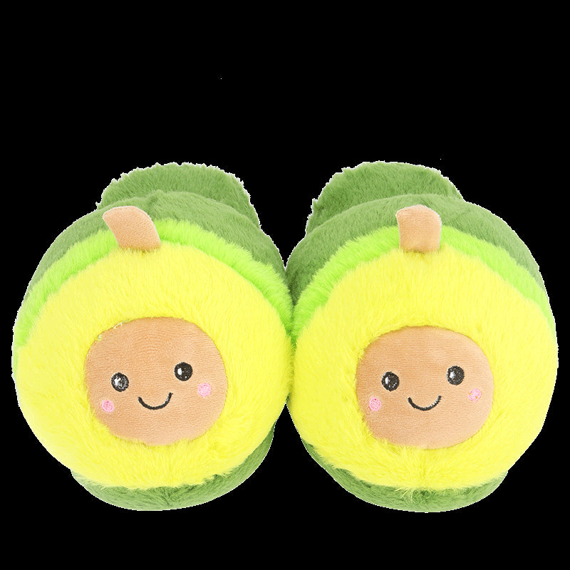 Kawaii Plush Avocado Slippers - niu youguo, 36