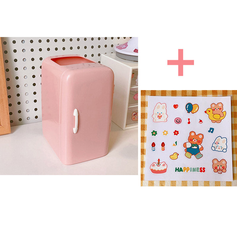Kawaii Refrigerator Design Desktop Organizer - Pink Set