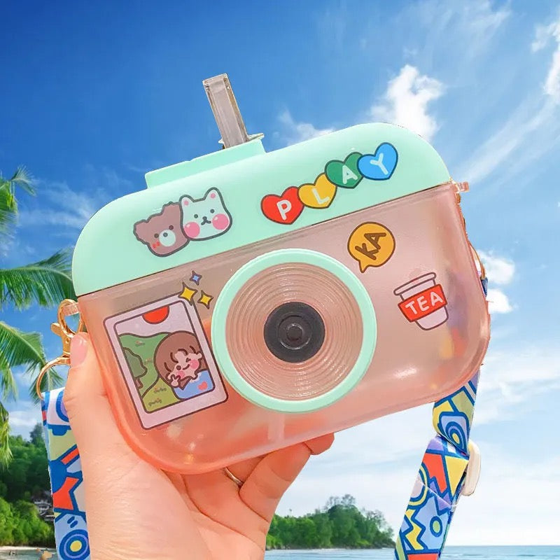 Kawaii Water Bottle Camera - Green with Stickers