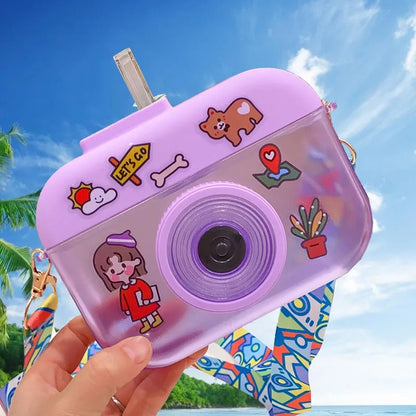 Kawaii Water Bottle Camera - Purple with Stickers