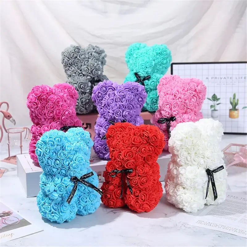 Artificial Rose Flower Teddy Bear — rose teddy bear gift from Kawaii Merchandise