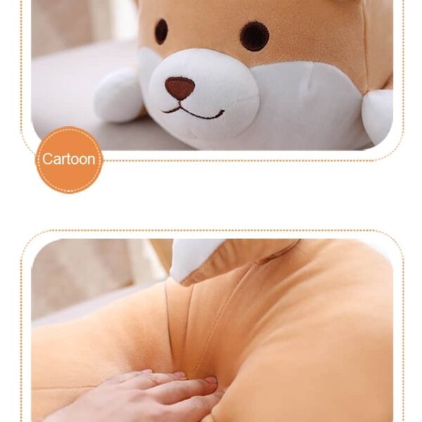 close up view of front side of cute fat shiba inu plush toy