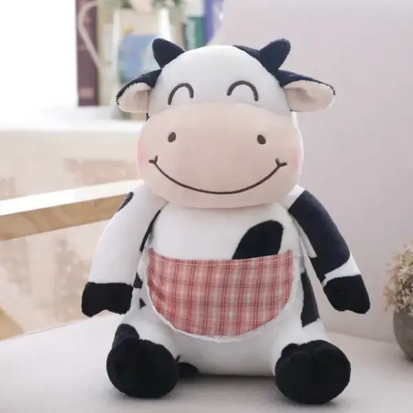 red apron cute cow stuffed animal toy