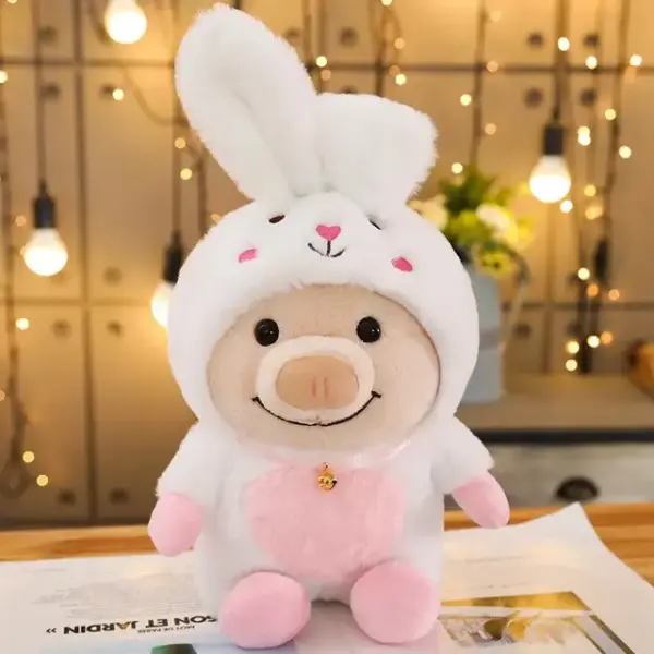 white rabbit cute pig plush